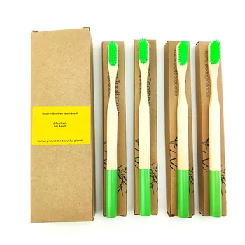 

4pcs Colors Hot Colorful Bamboo Toothbrush Tapered Bamboo Handle Soft Bristle Toothbrush Adult Toothbrush