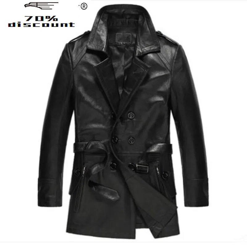 

Genuine Leather Jacket Autumn Winter Jacket Men Goatskin Long Coat Streetwear Windbreaker Jackets Chaqueta Hombre MY2222