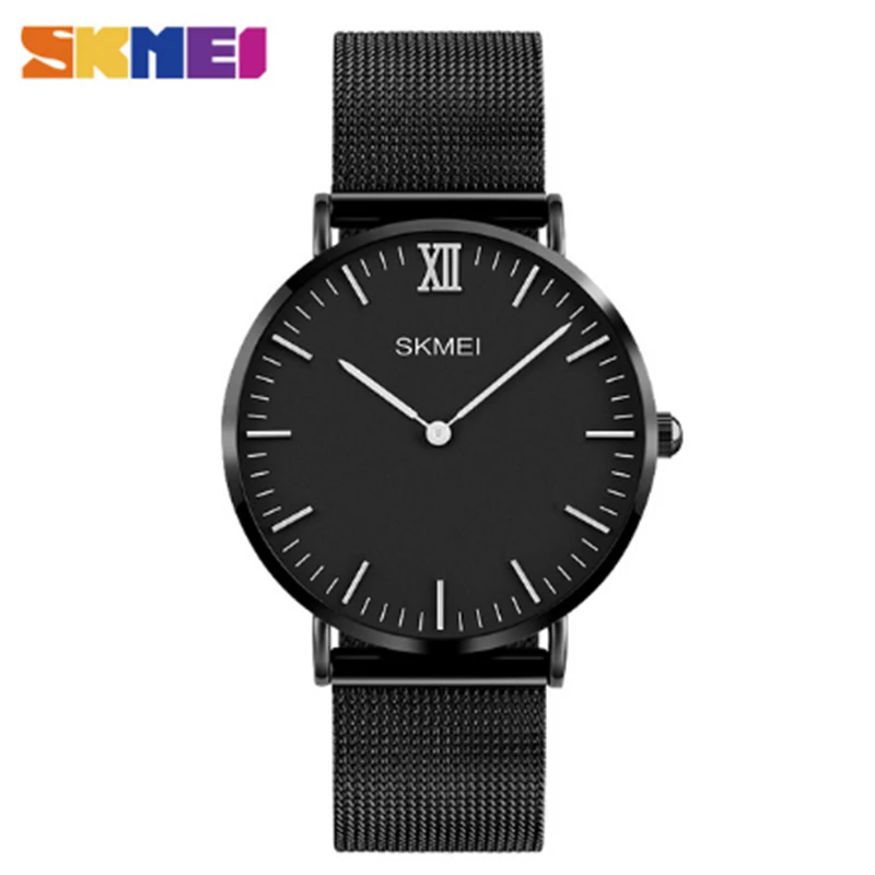 Black Silver SKMEI модные повседневные женские кварцевые часы люксовый бренд золотые часы для женщин простой дизайн наручные часы для женщин Relogio mujer 1181 - Цвет: Black Silver