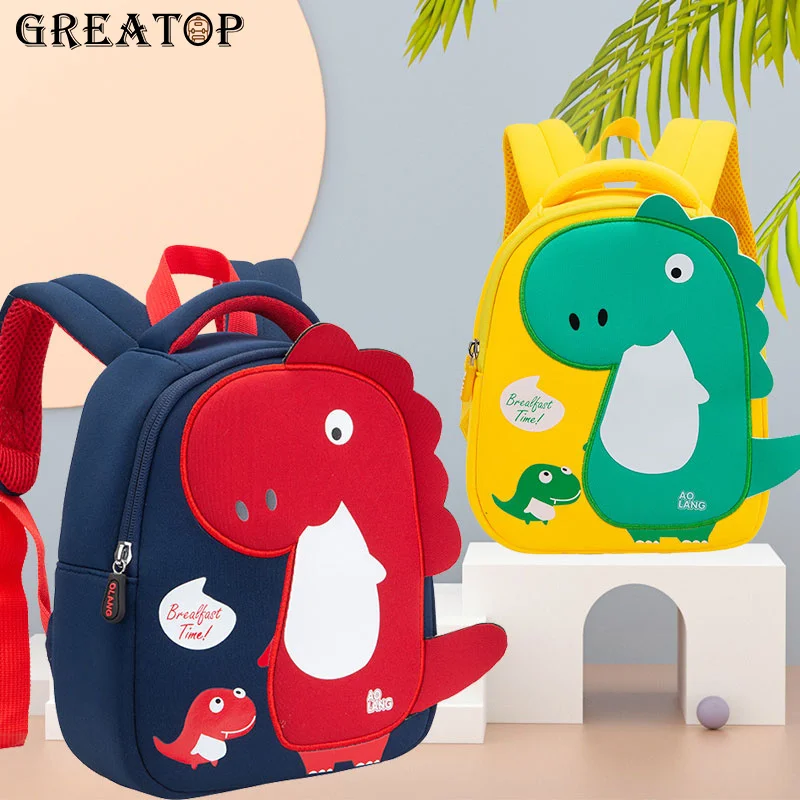 GREATOP nuevos niños mochila 3D dinosaurio de dibujos animados de los niños de bolsas niño lindo mochilas escolares chica creativa bolso escuela bebé