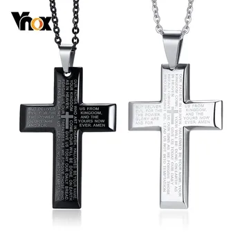 

Vnox Men's Prayer Matthew 6:9-13 Bible Necklace Stainless Steel Cross Pendant Male Religious Jewelry