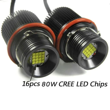 

Replacement LED Lights White For BMW E39 E60 E61 E87 E53 E63 E65 Car 1 Pair 160W Angel Eyes
