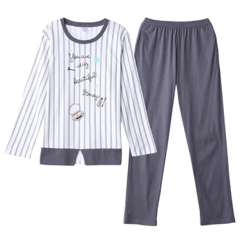 

New Striped Womens Cotton Pajamas Pyjamas Set Long Sleeve Sleepwear Pijama Pajamas Suit Female Sleep Two Piece Set M-XXL Size