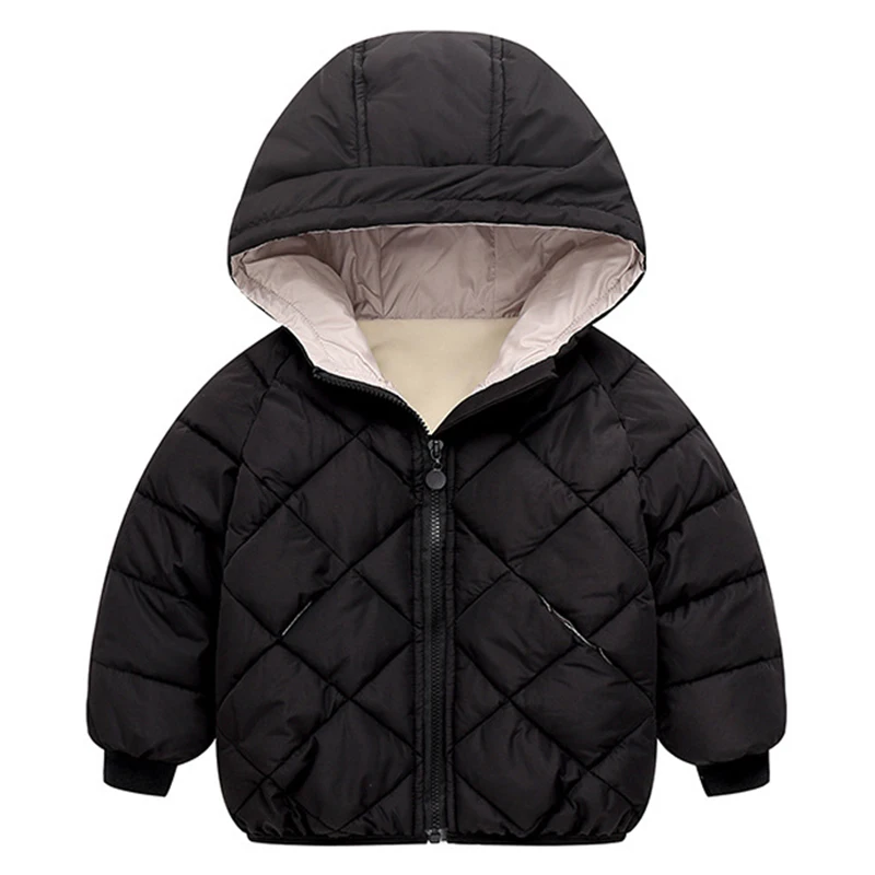 Куртка для маленьких девочек Новинка года; сезон осень-весна; куртка для девочек; пальто детская теплая верхняя одежда с капюшоном; пальто для мальчиков детская куртка - Цвет: Black