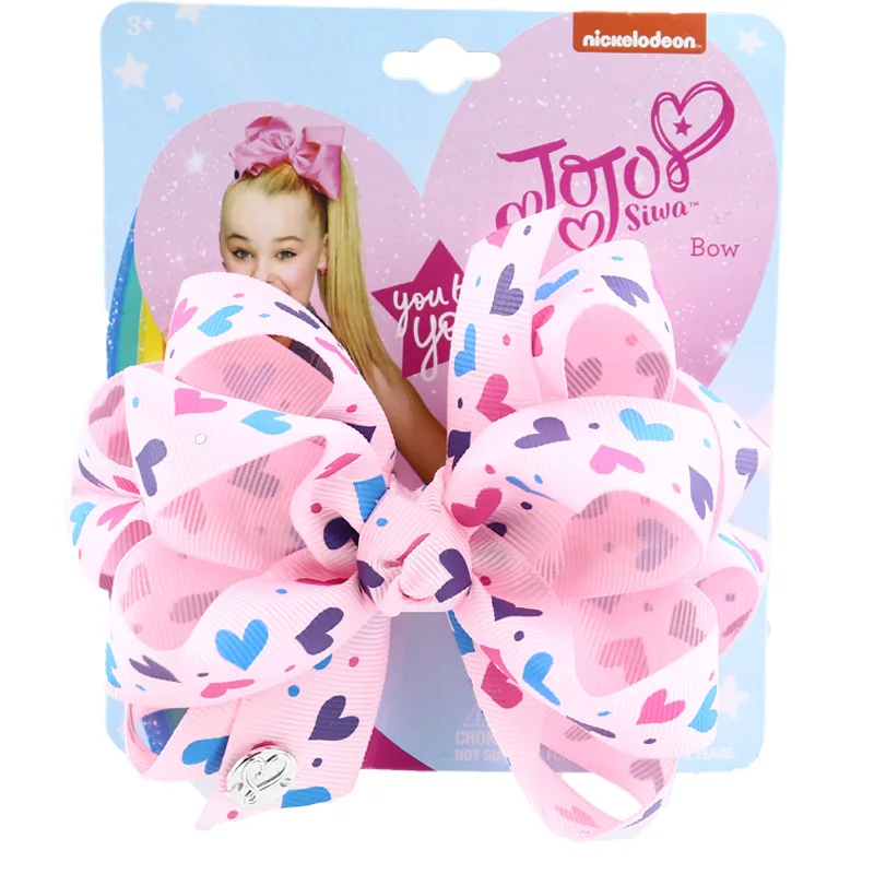 1 шт. " JOJO SIWA бант зажим для волос сердце печать ленты diy Бант Шпилька детские заколки для волос на вечерние день Святого Валентина - Цвет: 2
