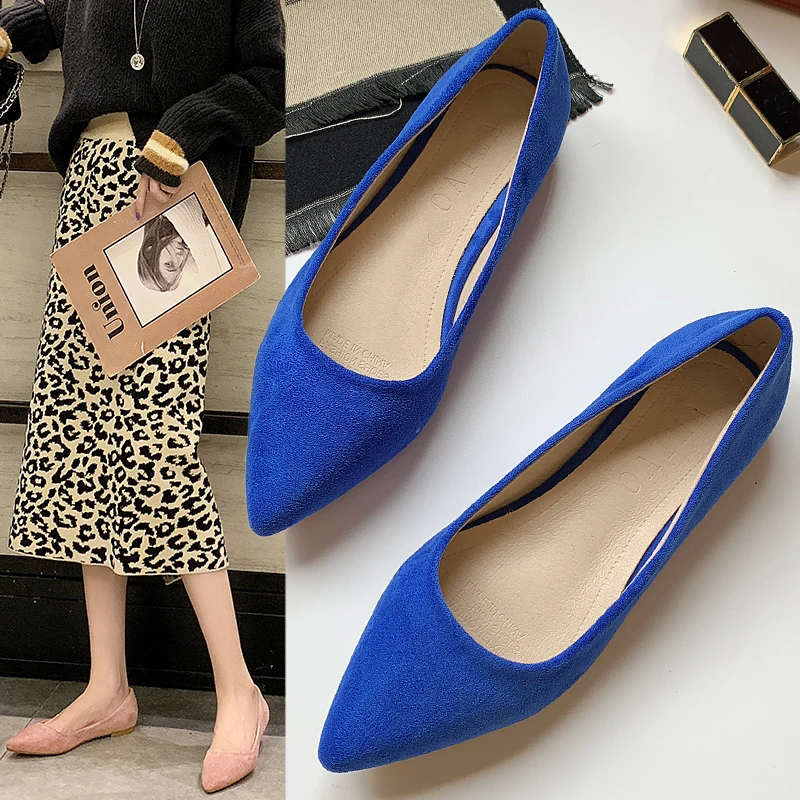 

Spring Autumn Women Flats Pointed Toe Slip on Shoes Woman Ballet Flats Faux Suede Shallow Ladies Comfortable Shoes N7790