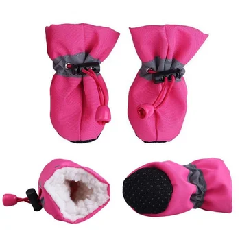 

4pcs Dog Soft-Soled Shoes Waterproof Pet Dog Shoes Anti-Slip Rain Snow Boots Footwear Thick Warm Pet Socks For Small Cat Booties