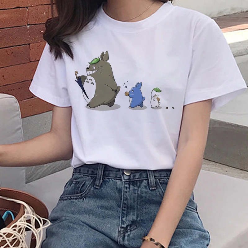 Графическая футболка 90 s, милые женские футболки Totoro Harajuku Kawaii, женская футболка Studio Ghibli, забавная футболка с мультяшным принтом - Цвет: 5605