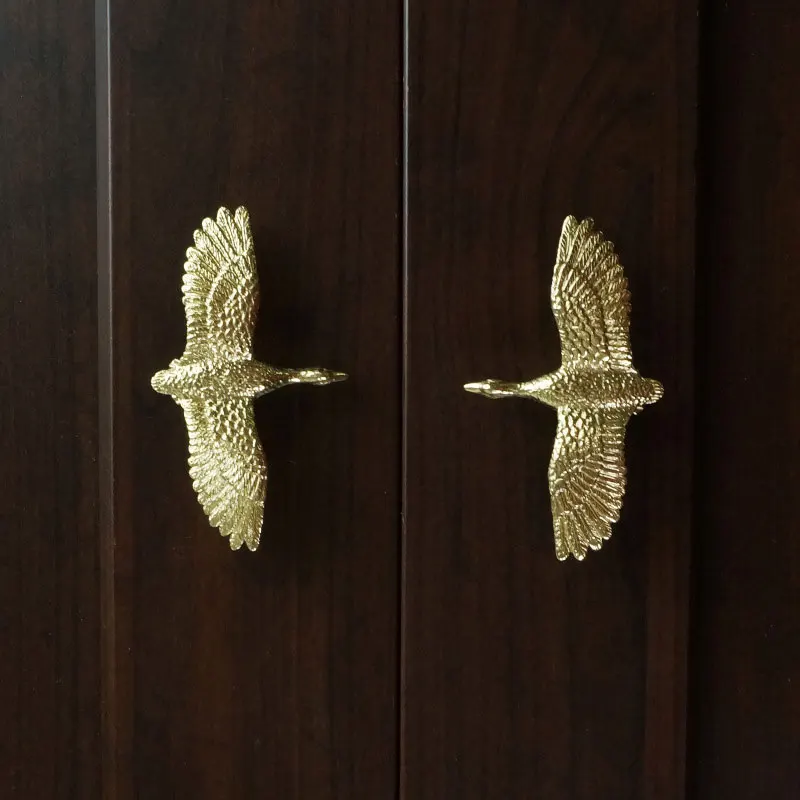 Brass Handle Geese Shape Kitchen Cabinet Door Handles Wardrobe Cupboard Drawer Pulls Knobs Furniture Hardware Home Decor furniture handles kitchen door handles