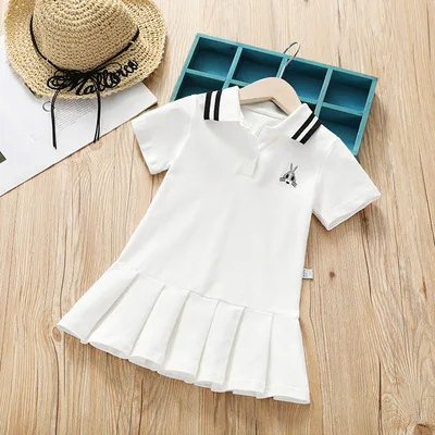 

Childrenswear Summer New Style Baby Girls Western Style Polo Shirt Dress Medium-small Children Pure Cotton Short-sleeve Dress