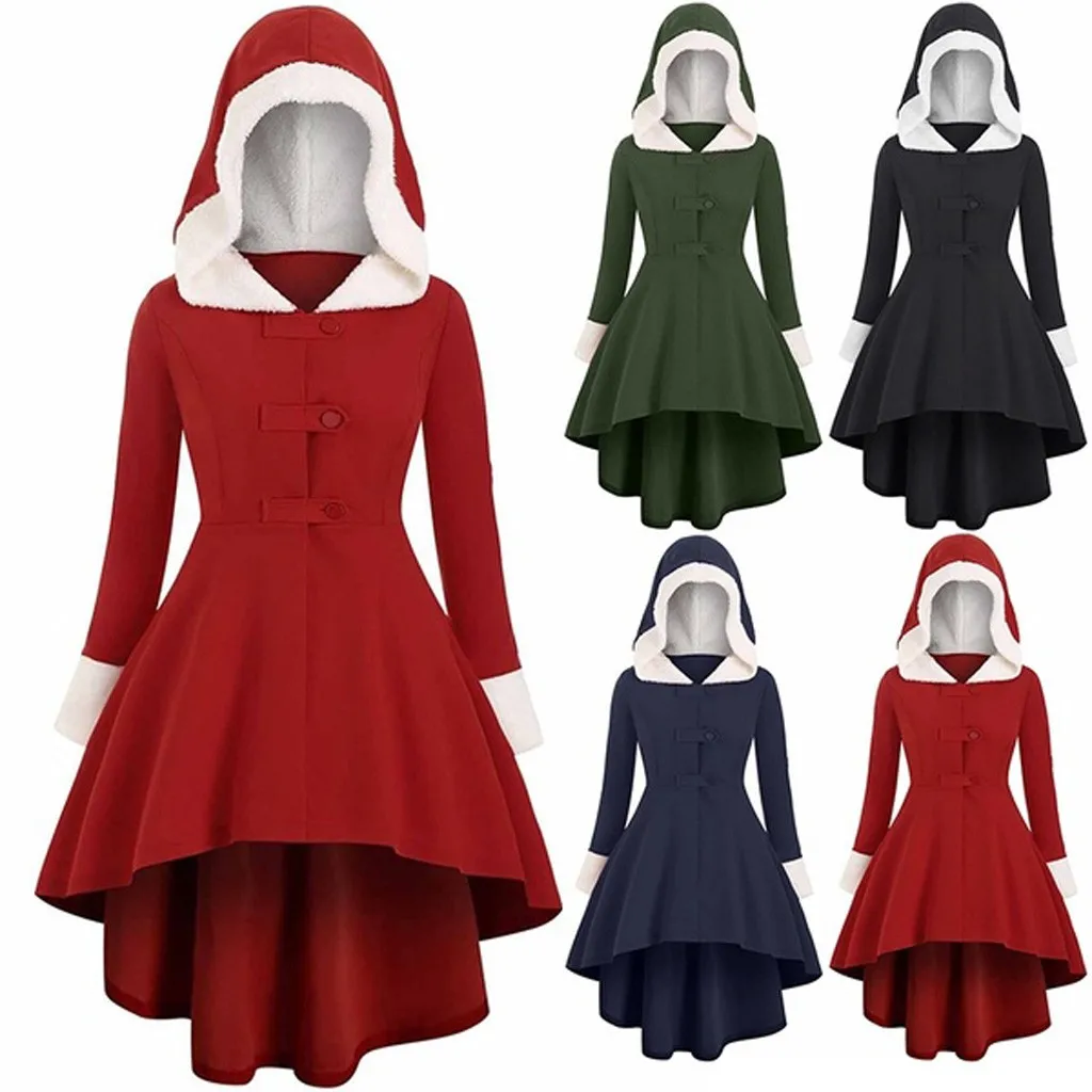 

Women Winter Dress Christmas Sweater Dress Long Sleeve Fur Woolen Solid Color Hoodie Dress Party Outwear Dresses Plus Size