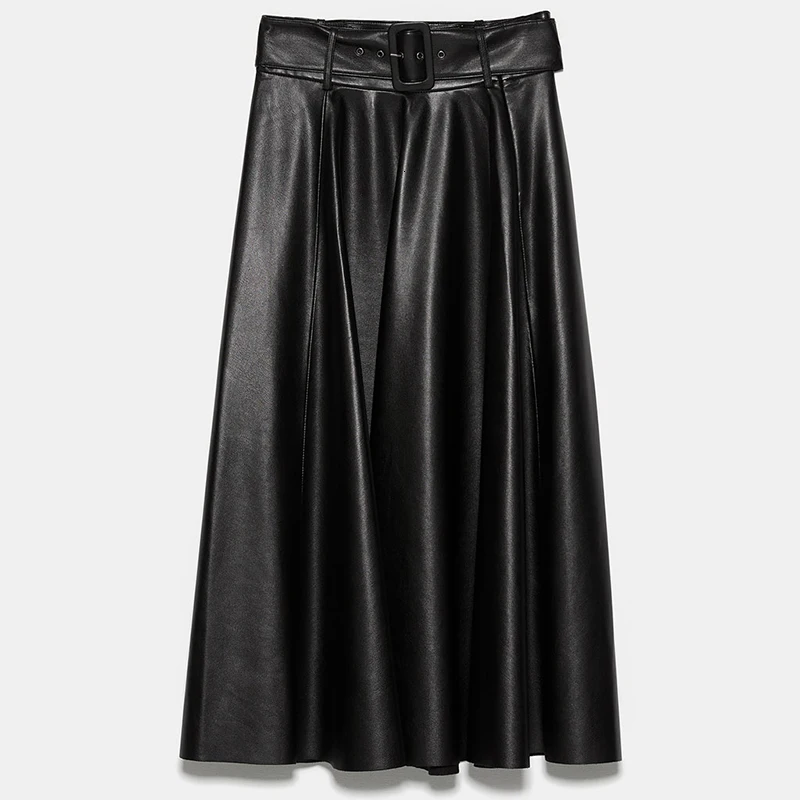 [DEAT] Зимняя мода, новая модель, Стильная однотонная плиссированная юбка с высокой талией, тонкая Высококачественная юбка из искусственной кожи AT907