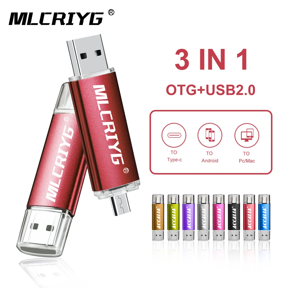 OTG 3 в 1 флэш накопитель 128 Гб 64 cle usb 32 ГБ 16 8 4 карта Type C 2 0 ключа|USB флэш-накопители| |