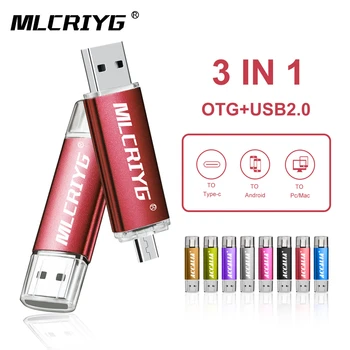 

OTG 3 IN 1 pendrive 128GB 64GB cle usb memory 32GB 16GB pen drive 8GB 4GB flash usb pen Type-C memoria usb flash stick 2.0 key