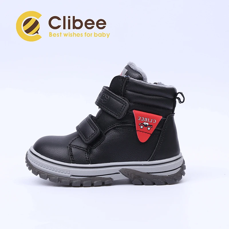 Детские ботинки CLIBEE из искусственной кожи зимние кроссовки теплые Нескользящие