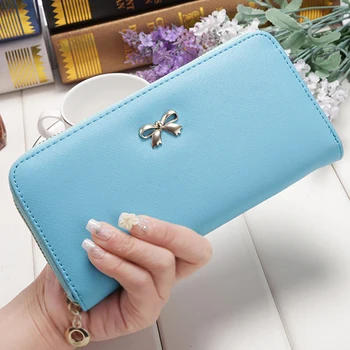 

Women Wallet Bowknot Zipper Coin Purse Wearable Long Wallet Handbag Female Wallet Women Clutch Purses Carteira Feminina