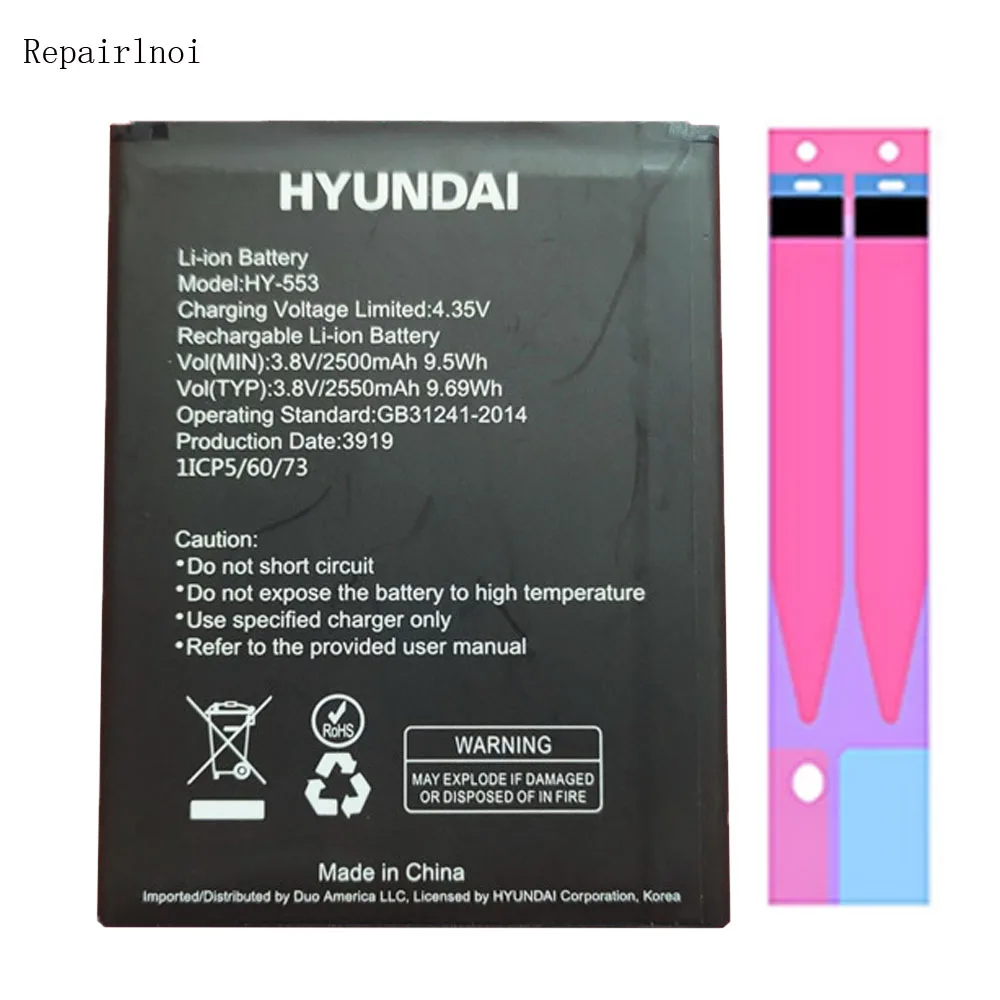 

Original Mobile Phone Batteries 2500mAh For HYUNDAI L553 HY-553 Battery Smart Phone Repair Parts Replacement