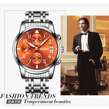 

KN Business Stainless Steel Men Quartz Wristwatches 2019 New Fashion Watches Complete Calendar Luminous Hands Water Resistant