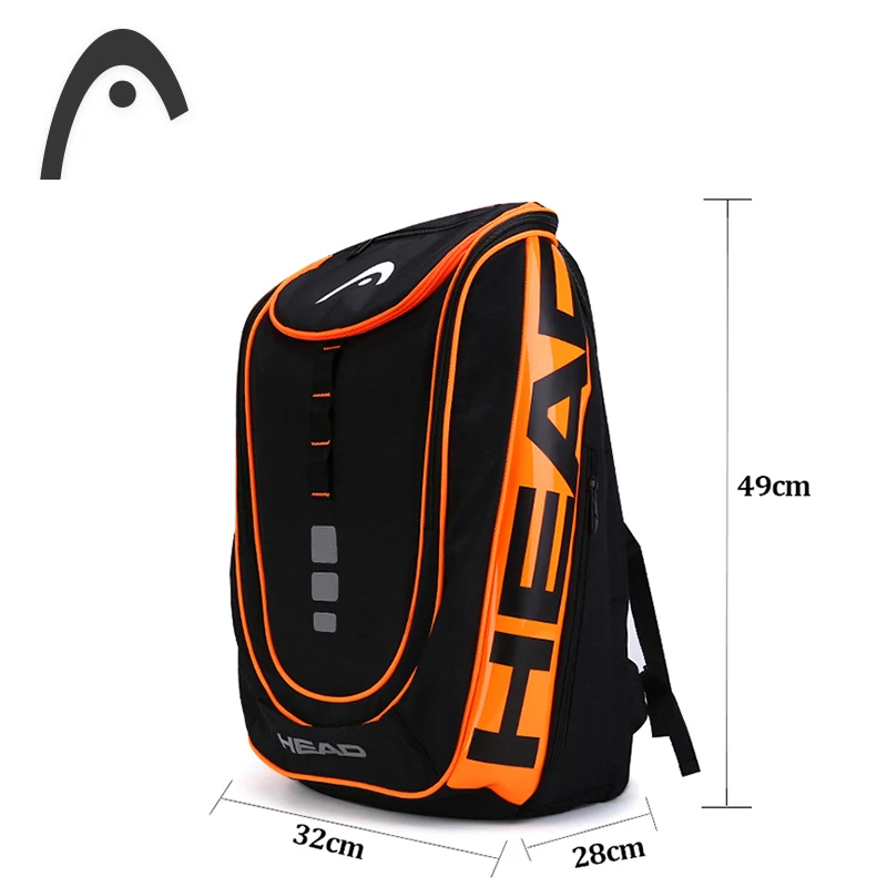 Полиуретановая теннисная сумка, головной теннисный рюкзак, переносная Теннисная ракетка, сумка для бадминтона, теннисный рюкзак с ракеткой, рюкзак для тенниса - Цвет: Black orange