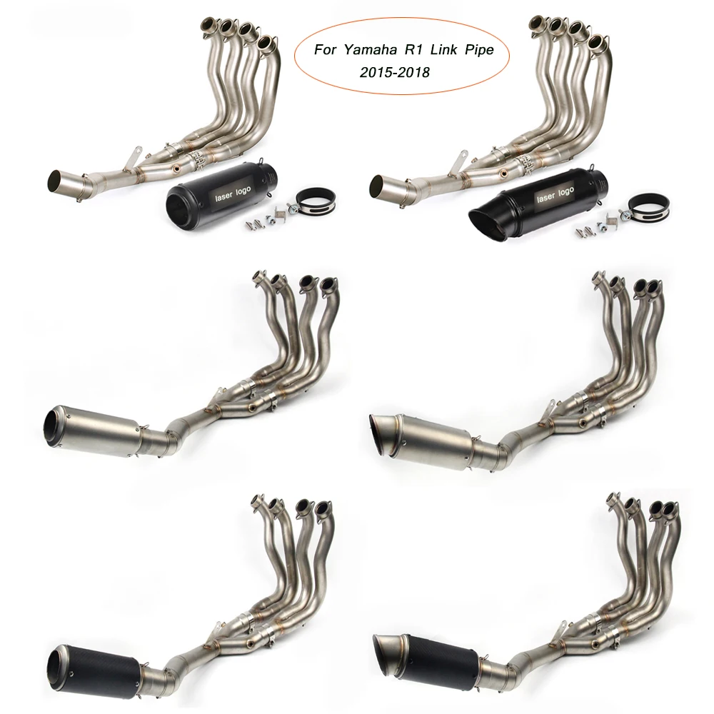 

60mm Motorcycle Stainless Steel Full Link Pipe With Exhaust Muffler Pipe Silencer System Silp on for Yamaha YZF-R1 2015-2018