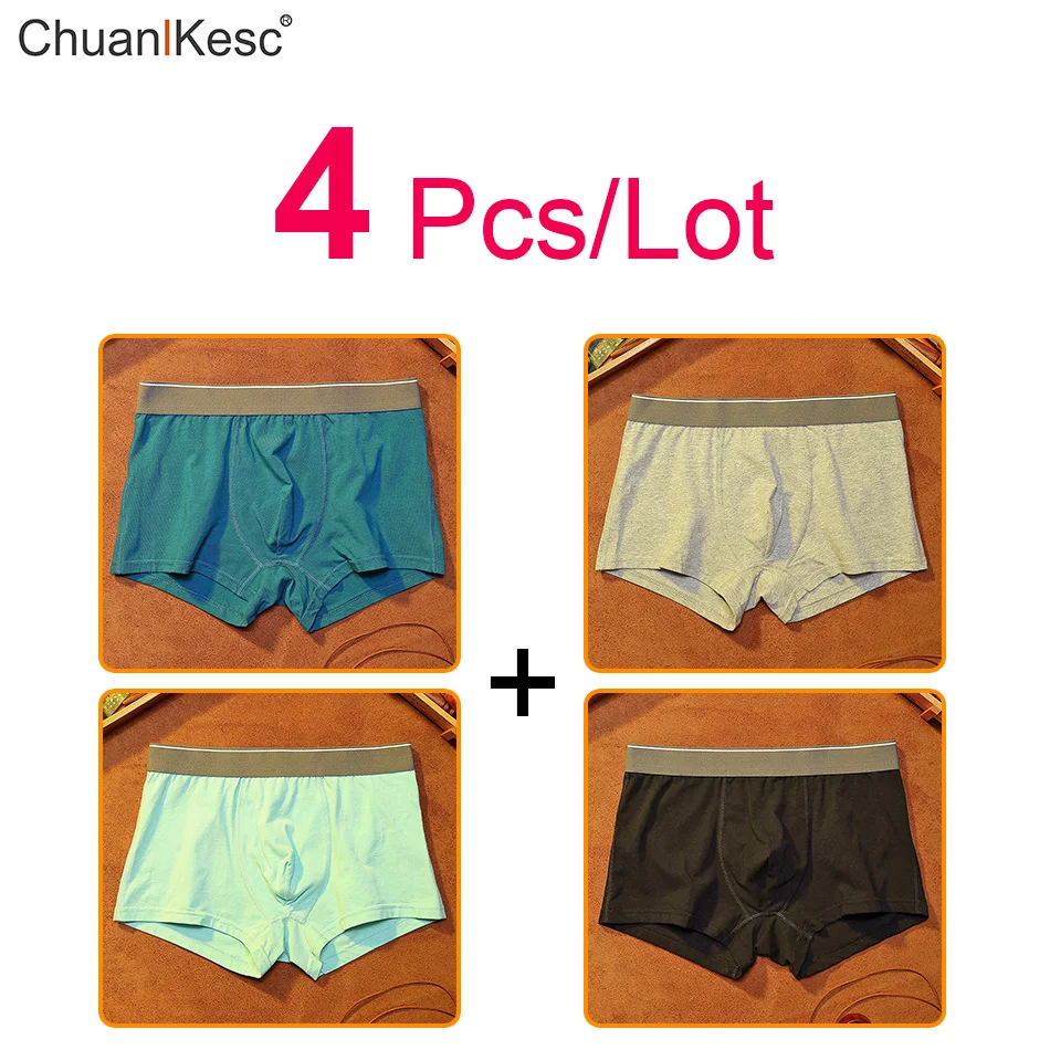 

4Pcs Men's Boxer Pants All Cotton Large U-Bag Track And Field Shorts Absorb Sweat Quick Dry And Breathable Simple Fashionable