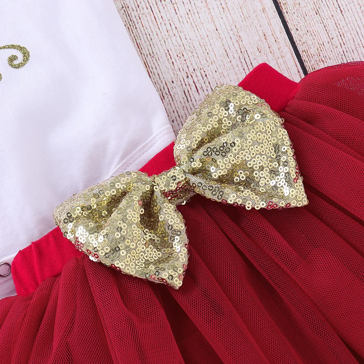 Skup Strój bożonarodzeniowy dla dzieci moje pierwsze święta ubrania dla dziewczynek zestaw 3 szt. List body + spódnica warstwowa + ochraniacze na kolana dziewczynka ubrania D25