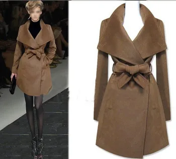 

Autumn Winter Women Woollen Coat Fashion Slim Wool Women's Overcoat Medium Long Casacos Femininos