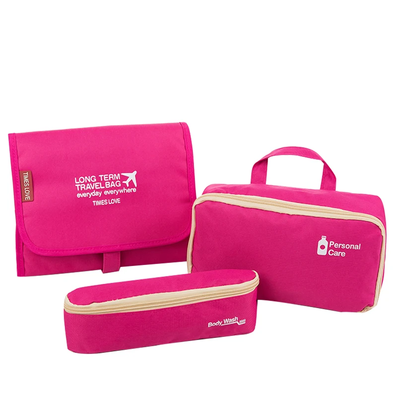 

Portable Three-piece Cosmetic Bag Hanging Organizer Bag Foldable Cosmetic Case Storage Traveling Toiletry Bags Wash Bathroom