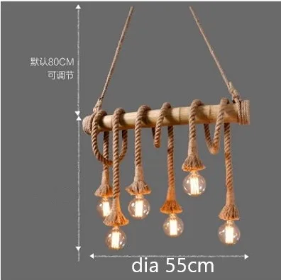 パーソナリティレストラン　レトロ　麻ロープシャンデリア 6灯　新品未使用品 パーソナリティレストランレトロ麻ロープシャンデリア YMA942 6