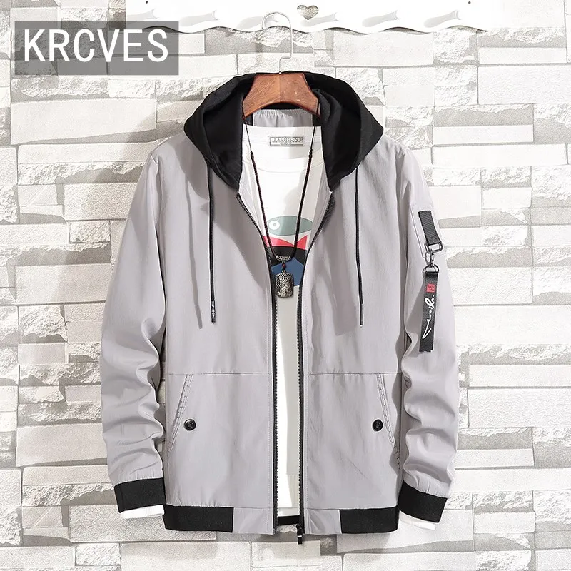 

Coat men's spring and autumn 2020 new handsome coat men's Korean fashion printed hooded jacket men's coat