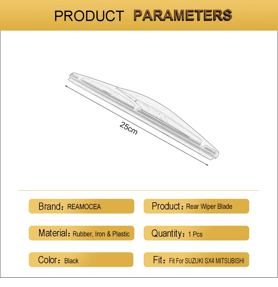 Reamocea 1" /250 мм задние дождевые Дворники для лобового стекла лезвие подходит для Suzuki Swift для SUZUKI SX4 для MITSUBISHI ASX 2005 2007 2010