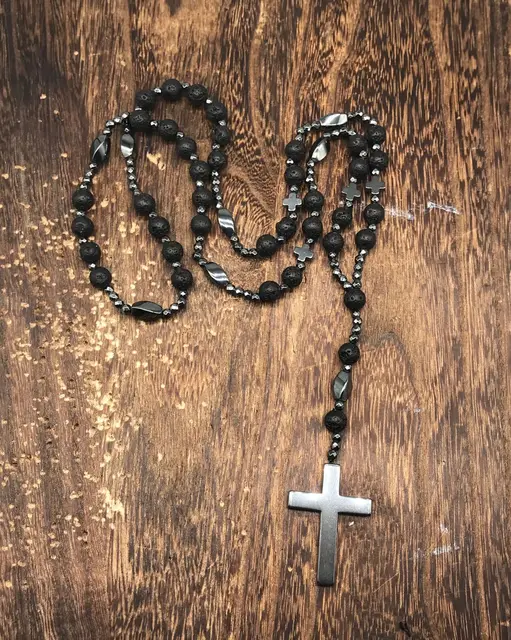 Chapelet Catholique En Pierres Naturelles - œil De Tigre, Obsidienne, Hématite - Collier De Prière Homme/femme
