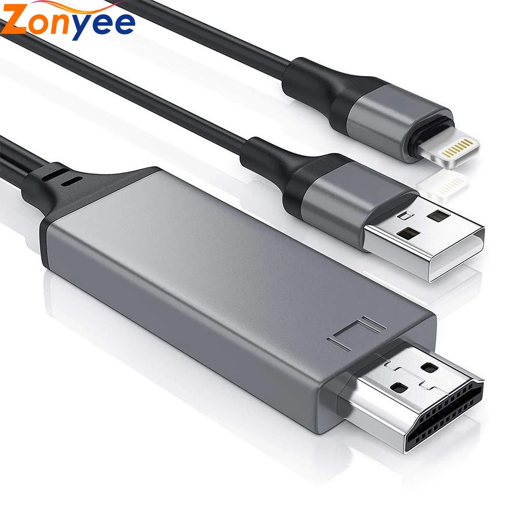 1080P цифровой AV HDMI адаптер Соединительный шнур для iPhone совместим с iPhone Lightning к HDMI Кабель-адаптер Plug and Play