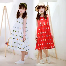 Summer Girls Dress Cotton Polka Dot Long Vest Frocks Big Girls Maxi Beach Sundress Korean Kids Clothes Children Boho Dress