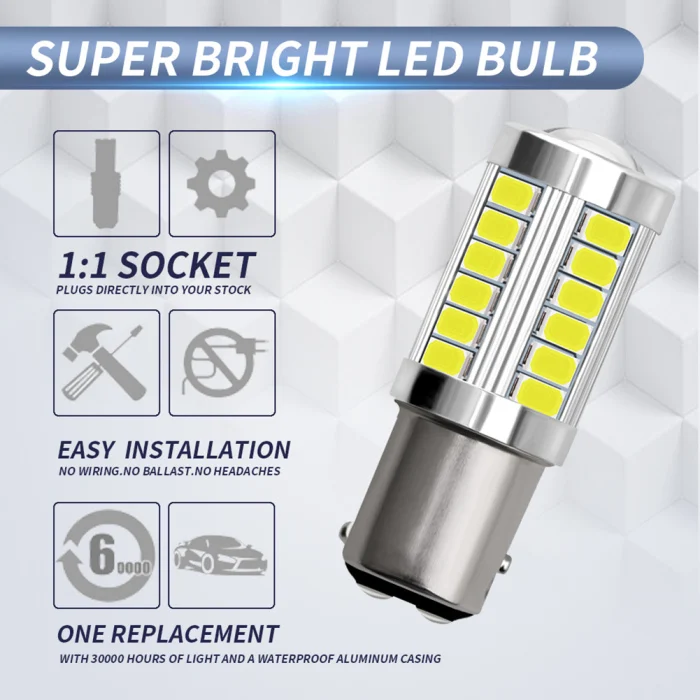 2 шт. 1156 5730 33SMD Автомобильный светодиодный светильник заднего хода с сигналом поворота, Сменные лампы для автомобиля C44
