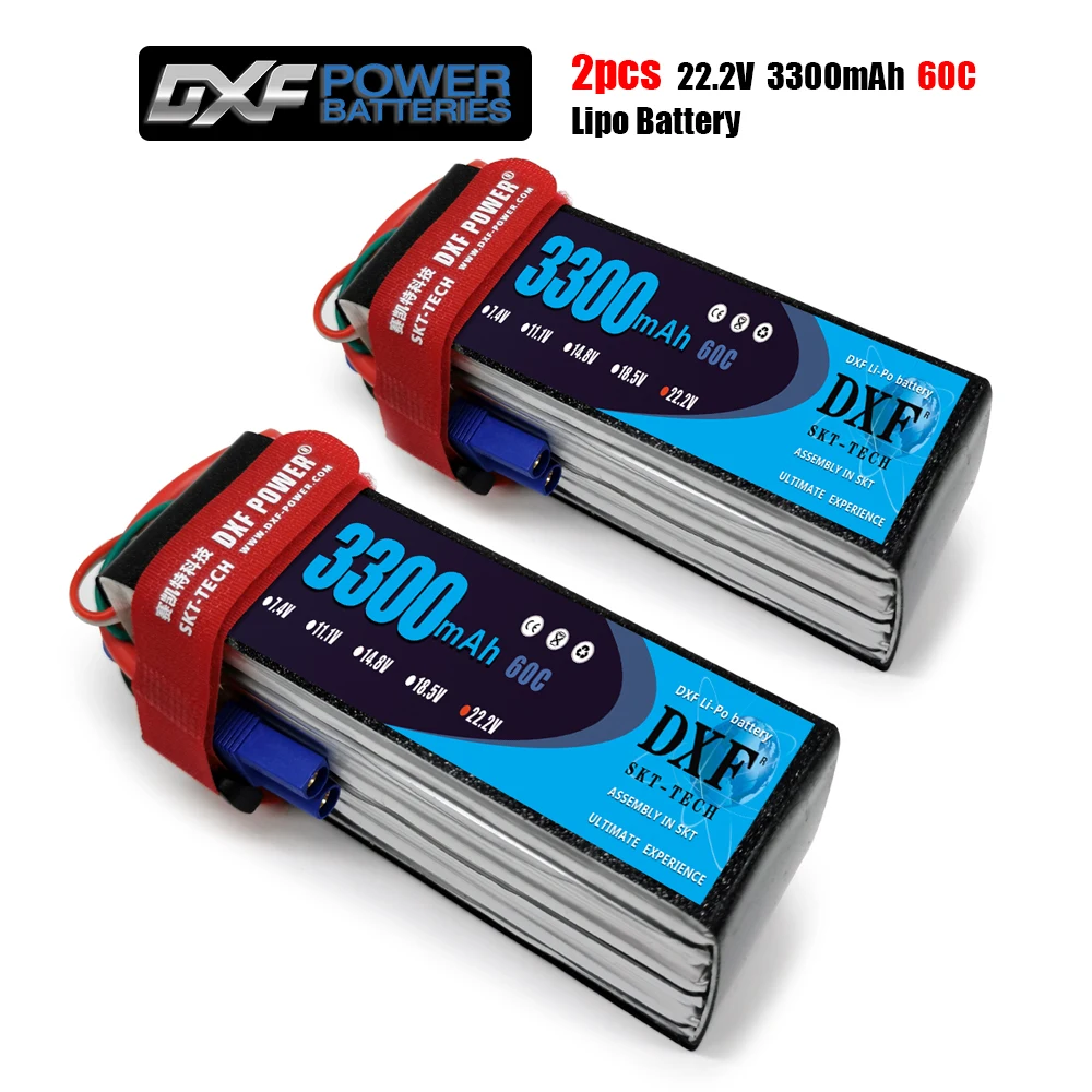 DXF Lipo Battery2PCS 6S 22 2 V 3300MAH 60C MAX120C T/XT60 LiPo RC батарея для Rc вертолета автомобиля лодки