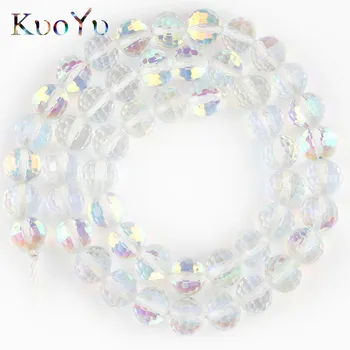 

6/8/10mm Faceted White MoonStone Glitter Shiny Crystal Beads Round Loose Spacer Beads For Jewelry Making DIY Bracelets 15"Strand
