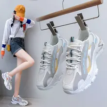

New Breathable Dad Chunky Sneakers Casual Vulcanized Shoes Woman High Mesh Sneakers Lace Up White Sneakers Women 2021 A1-25