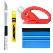4 pièces/ensemble outil de feuille de voiture Film d'enveloppe de vinyle Kit d'outils d'enveloppe automatique autocollant automatique feutre raclette grattoir Snitty Cutter voiture style