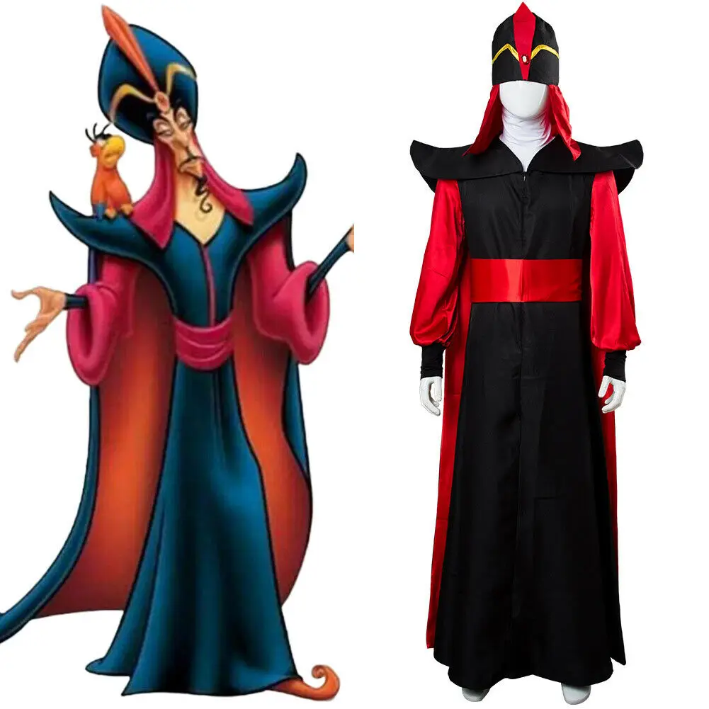 

Aladdin and the magic lamp Mens Jafar Villain costumes role play wizard Jafar robe Outfit Cosplay Costume Halloween Costume