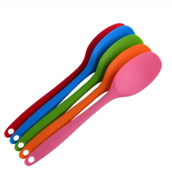 Torta Spatola per burro Cucchiaio in silicone Cucchiaio per mescolare Utensili da cucina a manico lungo Stoviglie Cucchiai da zuppa da cucina Miscelatore Strumenti di cottura 1