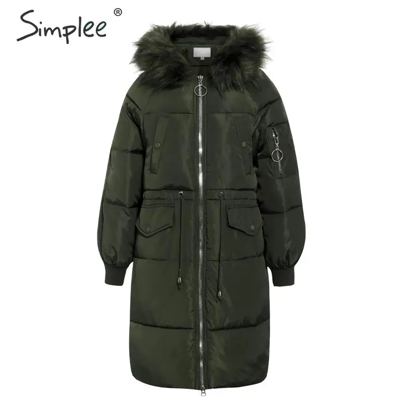 Simplee модные толстые женские зимние парки с меховым воротником и капюшоном на