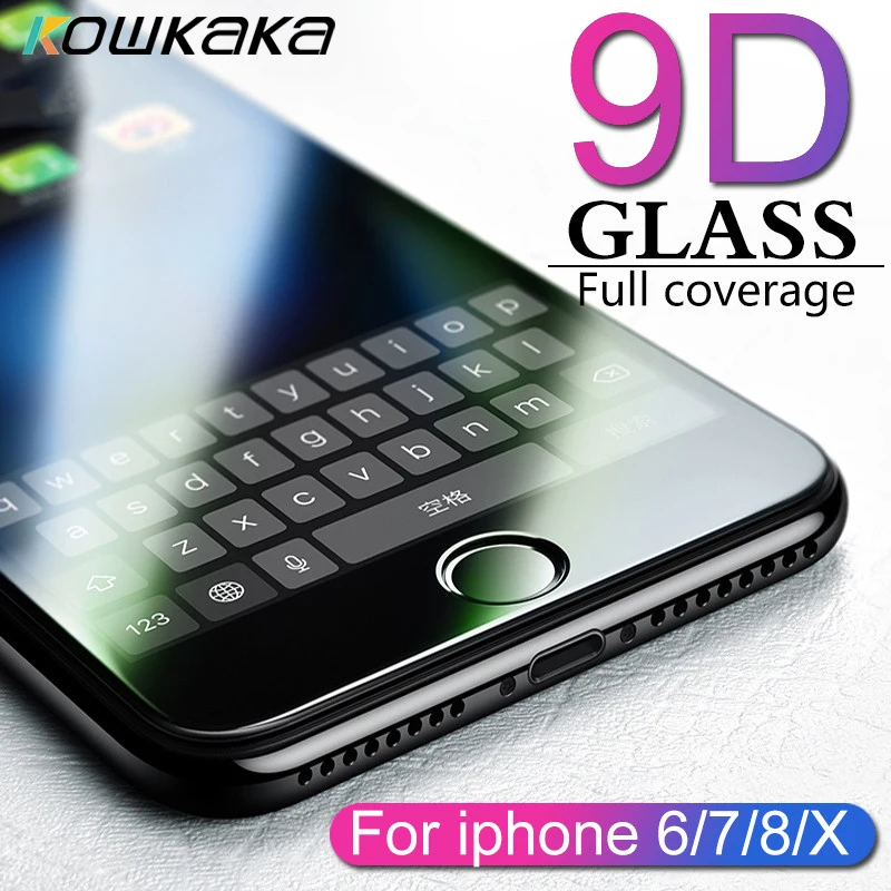 Kowkaka 9D защитное закаленное стекло для iphone 7 6 6s 8 Plus XS Max XR антимикробное X Защитное