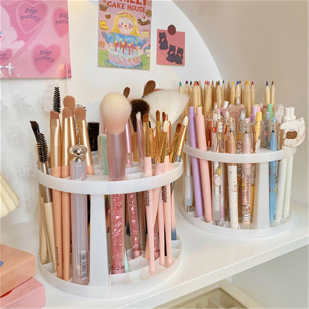 

Makeup Brush Storage Tube Large-capacity Creative Simple And Multifunctional Beige Porous Pen Holder Desktop Debris Storage Rack