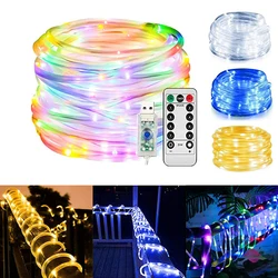 50/100LEDs USB Waterproof IP65 Remote Control Outdoor Christmas Lighting Garden Decorative Garland Tube Rope String Lights