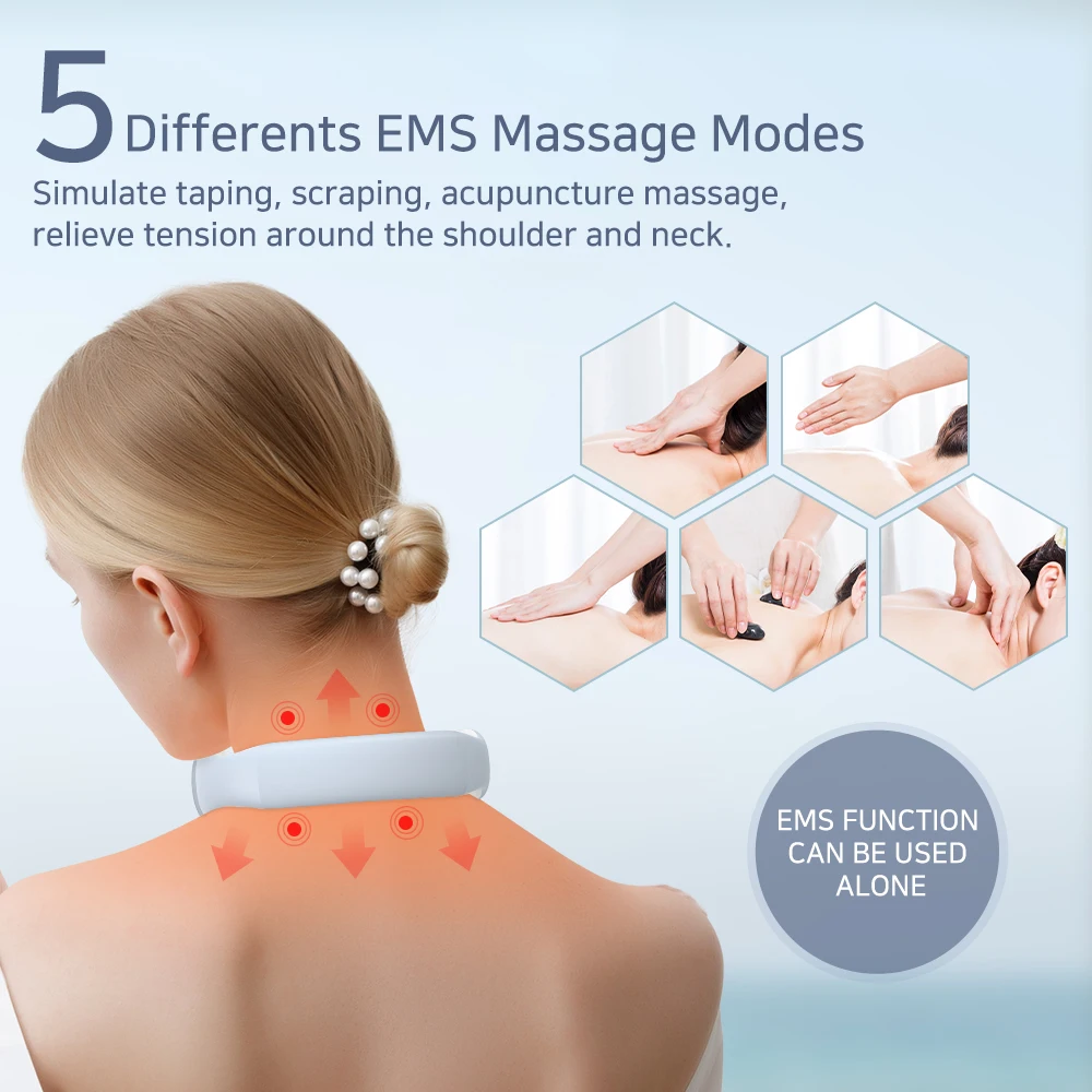 ANLAN Smart Neck Massager Shoulder Massage Electric Pulse Cervical Vertebra Portable Heating Pain Stress Relief Tool Health Care