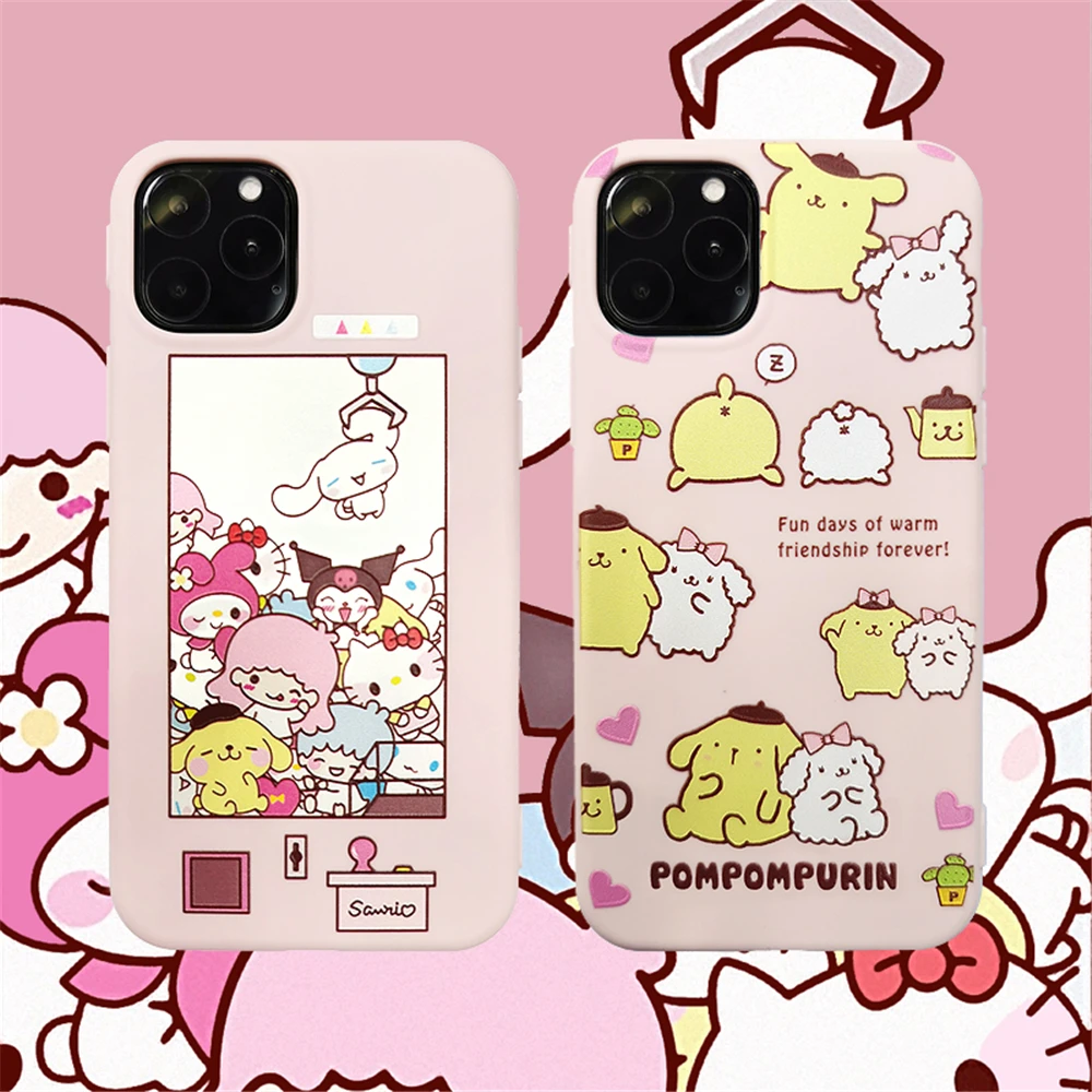 

Sanrio Collection Pom Pom Purin Cinnamoroll soft TPU phone case for iphone 11Pro MAX 6 6s Plus 7 8 plus X XR XS MAX Anime cover