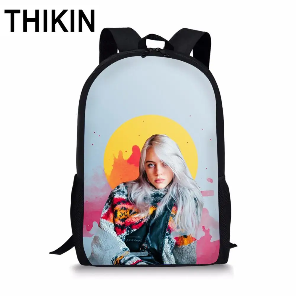 as picture THIKIN Billie Eilish принт школьные сумки в Человек-паук для маленьких девочек рюкзак teenagergirls Популярные 3 шт./компл. Детская сумка на каждый день - Цвет: as picture