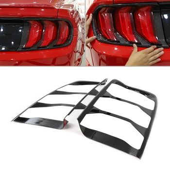 

beler 2PCS Carbon Fiber Texture Rear Bumper Car Exterior Tail Light Lamp Cover Trim Fit for Ford Mustang 2018 2019