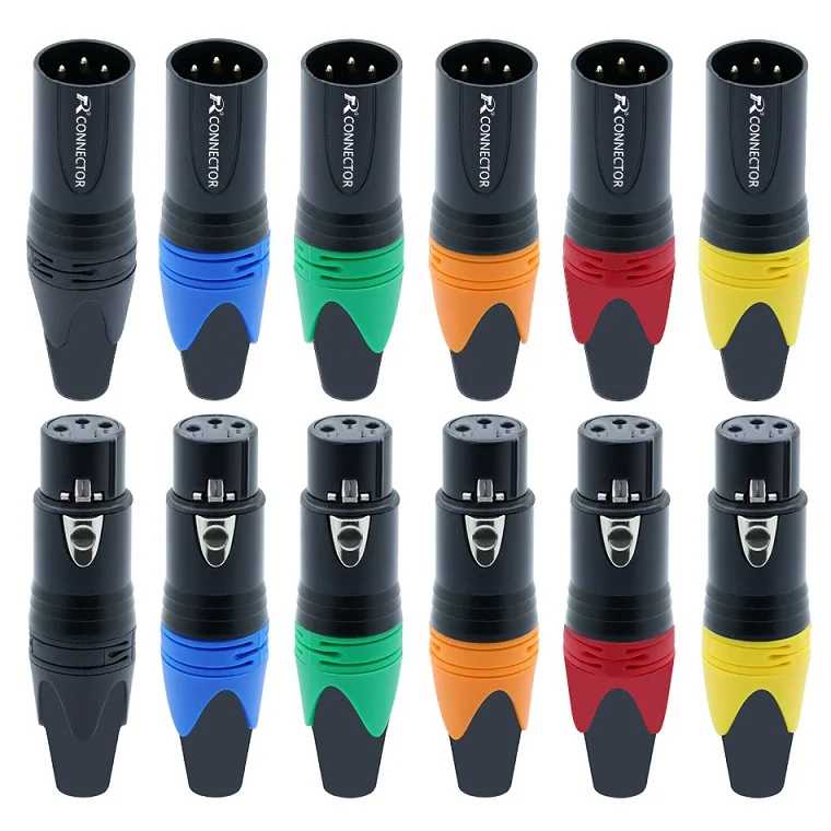 Mix Colors 10 компл./лот 3-конт. XLR Соединительный микрофон штекер переходник папа мама микрофон провод разъем 6 цветов предложение M/F - Цвет: Mix Colors